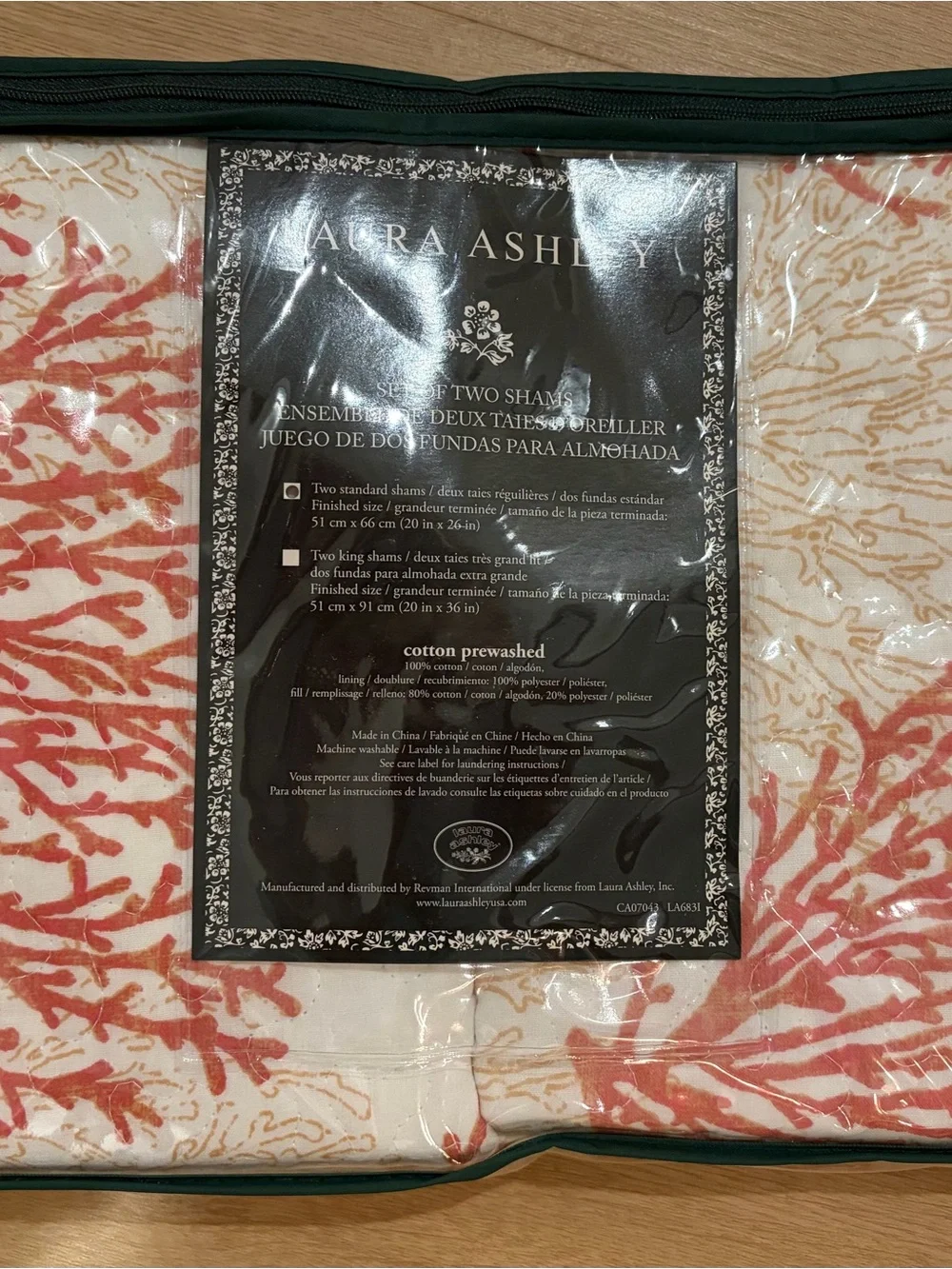 Laura Ashley Coral and Cream  Pillow Shams - Set of Two